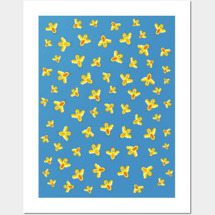 Funny Yellow Birds Flying Posters and Art